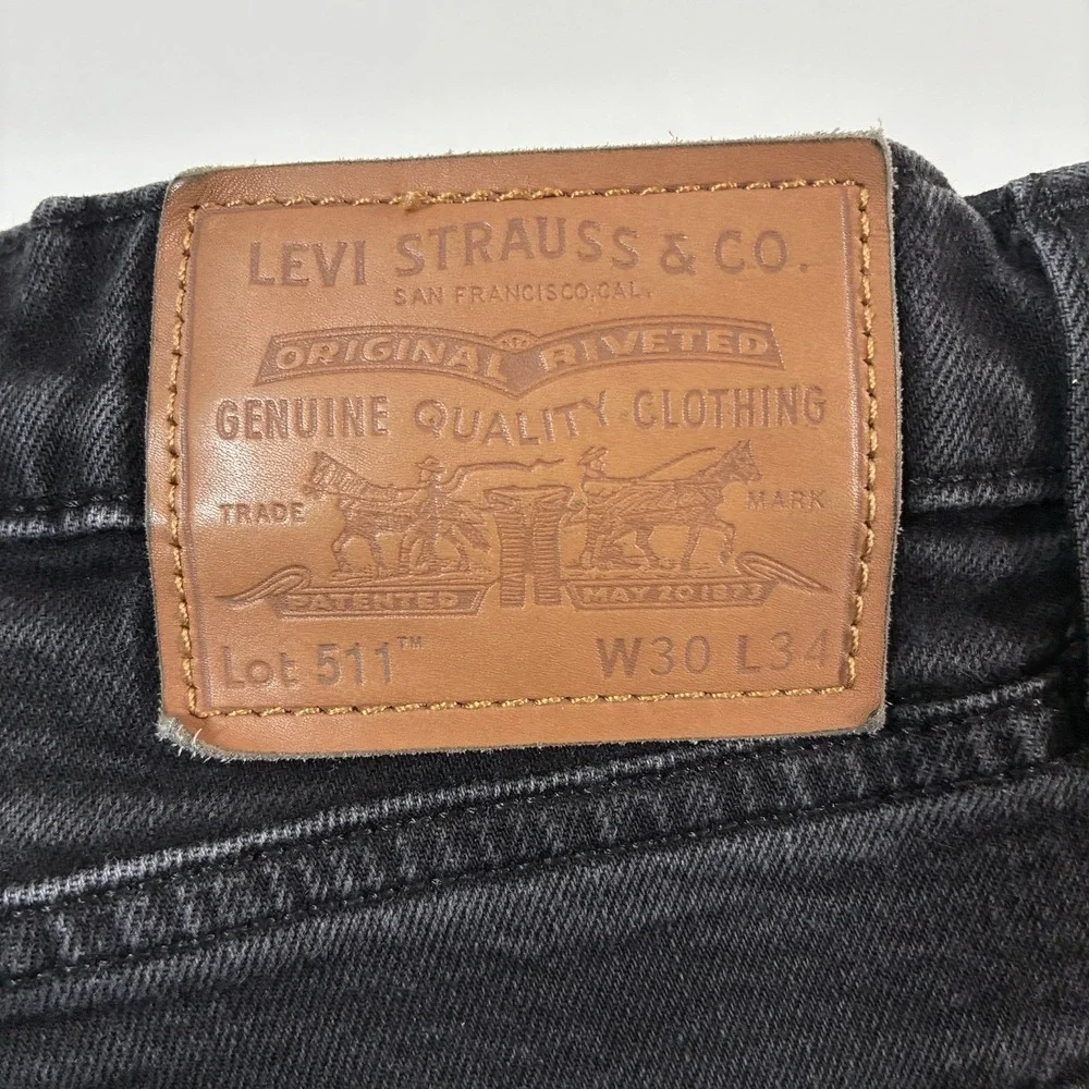 Levi's Premium 511 Jeans 29x32 Black Stretch‎ Denim Cowboy USA (Tag 30x34)